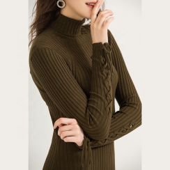 High Quality Solid Color Long Sleeved One Piece Dress
