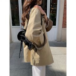 Mixed Color Flap Trench Coat