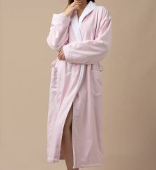Cotton Long Sleeve Bathrobe Dressing Gown Night Sexy Pink And White Option
